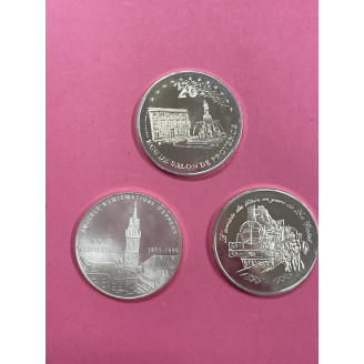 Lot de 3 monnaies de 20 écu...