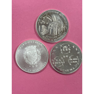 Lot de 3 monnaies de 20 écu...