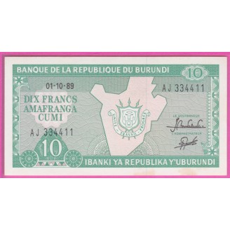 Burundi P.33b SUP 10 Francs...
