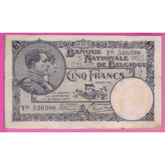 Belgique P.93 Etat TB+ 5...