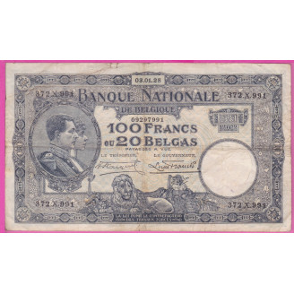 Belgique P.102 Etat TB+ 100...