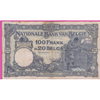 Belgique P.102 Etat TB+ 100...