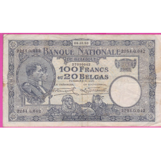 Belgique P.102 Etat TB+ 100...