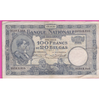 Belgique P.102 Etat TB+ 100...