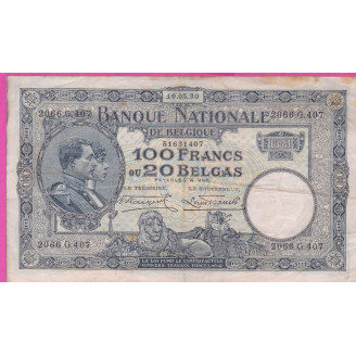 Belgique P.102 Etat TB+ 100...