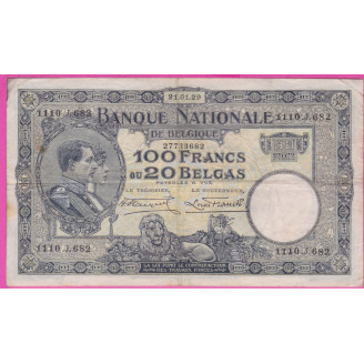 Belgique P.102 Etat TB+ 100...