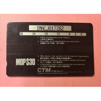 MACAO télécarte MOP 30$ CTM...