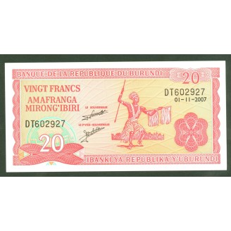 Burundi 20 Francs 2007 P27d...